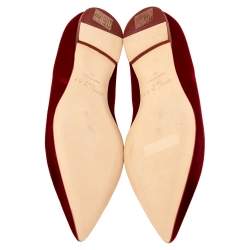 Pre Owned Jimmy Choo Red Velvet Ballet Flats Size 39