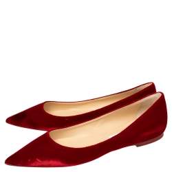 Pre Owned Jimmy Choo Red Velvet Ballet Flats Size 39