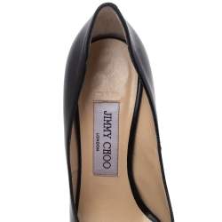 Pre Owned Jimmy Choo Black Leather Peep Toe Pumps Size 35
