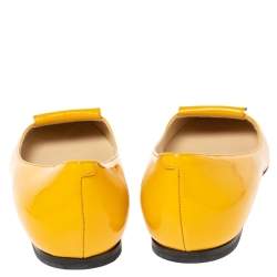 Pre Owned Jimmy Choo Mustard Patent Leather Harlow Ballet Flats Size 38.5