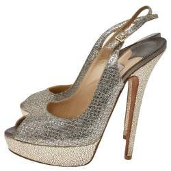 Jimmy Choo Glitter Slingback Sandals Size 38