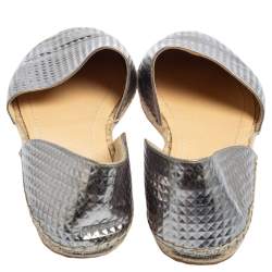 Pre Owned Jimmy Choo Silver Textured Leather Dreya D'Orsay Espadrille Flats Size 40