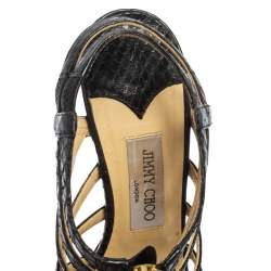 Pre Owned Jimmy Choo Black Python Leather Glenys Gladiator Platform Sandals Size 39