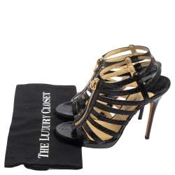 Pre Owned Jimmy Choo Black Python Leather Glenys Gladiator Platform Sandals Size 39