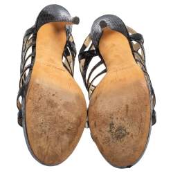 Pre Owned Jimmy Choo Black Python Leather Glenys Gladiator Platform Sandals Size 39