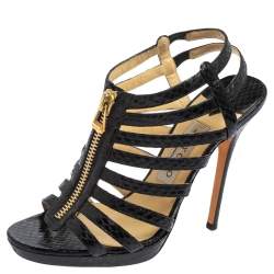 Pre Owned Jimmy Choo Black Python Leather Glenys Gladiator Platform Sandals Size 39