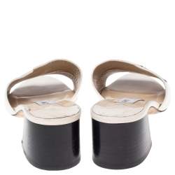 Pre Owned Jimmy Choo White Leather JC Slide Sandals Size 37.5