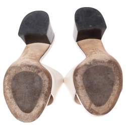 Pre Owned Jimmy Choo White Leather JC Slide Sandals Size 37.5