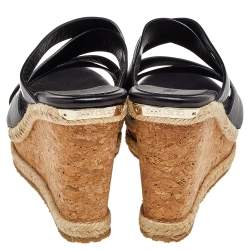 Pre Owned Jimmy Choo Black Leather Wedge Sandals 39