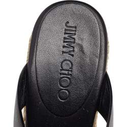 Pre Owned Jimmy Choo Black Leather Wedge Sandals 39