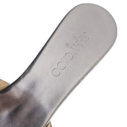 مملوكة مسبقًا صندل جيمي تشو بانا جلد نقشة الثعبان رصاصي كعب روكي فليني مقاس 40