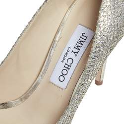 Pre Owned Jimmy Choo Gold/Silver Coarse Glitter Luna Pumps Size 38