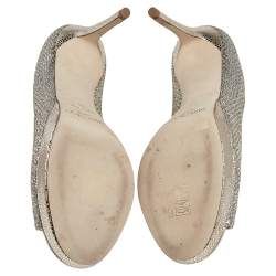 Pre Owned Jimmy Choo Gold/Silver Coarse Glitter Luna Pumps Size 38