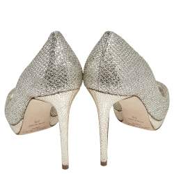 Pre Owned Jimmy Choo Gold/Silver Coarse Glitter Luna Pumps Size 38
