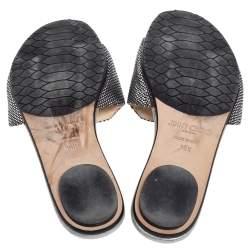 Pre Owned Jimmy Choo Black/Silver Suede Nanda Slide Flats Size 35.5