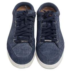 Jimmy Choo Blue Denim Lace Up Miami Sneakers Size 37.5