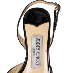 Pre Owned Jimmy Choo Black Patent Leather Tilly Slingback Sandals Size 34