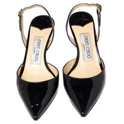 Pre Owned Jimmy Choo Black Patent Leather Tilly Slingback Sandals Size 34
