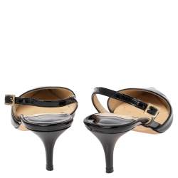 Pre Owned Jimmy Choo Black Patent Leather Tilly Slingback Sandals Size 34