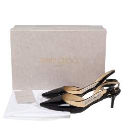 Pre Owned Jimmy Choo Black Patent Leather Tilly Slingback Sandals Size 34