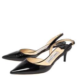 Pre Owned Jimmy Choo Black Patent Leather Tilly Slingback Sandals Size 34