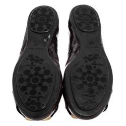Pre Owned Jimmy Choo Dark Brown Patent Leather Morse Buckle Ballet Flats Size 39
