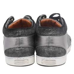 مملوكة مسبقًا حذاء رياضي جيمي تشو ميامي قماش وجلد رصاصي ميتاليك بعنق منخفض مقاس 41