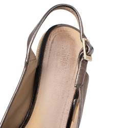 Pre Owned Jimmy Choo Bronze Leather Slingback Espadrille Wedge Sandals Size 38