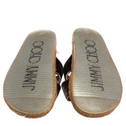 Pre Owned Jimmy Choo Dark Grey Velvet Crisscross Espadrille Flats Size 40