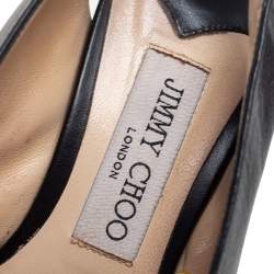 Pre Owned Jimmy Choo Black Leather Peep Toe Slingback Sandals Size 39