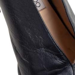 Pre Owned Jimmy Choo Black Leather Peep Toe Slingback Sandals Size 39
