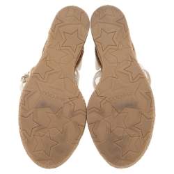 مملوكة مسبقًا Jimmy Choo White Leather Alanah Cork Wedge Ankle Strap Sandals Size 38