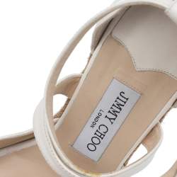 مملوكة مسبقًا Jimmy Choo White Leather Alanah Cork Wedge Ankle Strap Sandals Size 38