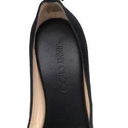 Pre Owned Jimmy Choo Black Suede Pacific Wedge Platform Ankle Strap Pumps Size 37.5