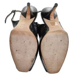 Pre Owned Jimmy Choo Black Snakeskin Elazer Slingback Sandals Size 37.5