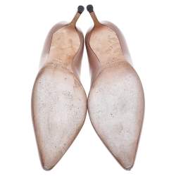 Pre Owned Jimmy Choo Beige Leather Romy Pointed Toe Pumps Size 38