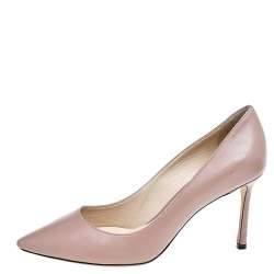 Pre Owned Jimmy Choo Beige Leather Romy Pointed Toe Pumps Size 38
