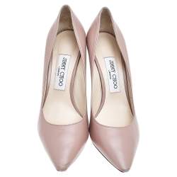 Pre Owned Jimmy Choo Beige Leather Romy Pointed Toe Pumps Size 38