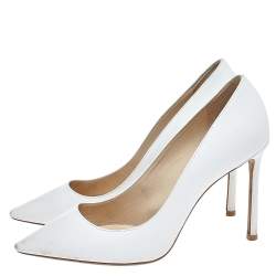 Jimmy Choo White Leather Romy Pointed Toe Pumps Size 38