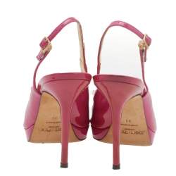 Pre Owned Jimmy Choo Pink Patent Leather Nova Peep Toe Slingback Sandals Size 38