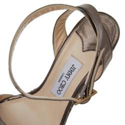 Pre Owned Jimmy Choo Metallic Leather Wedge Platform Sandals Size 41