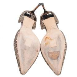 Pre Owned Jimmy Choo Gold Glitter Addison D'orsay Pumps Size 38
