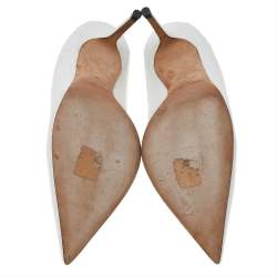 Pre Owned Jimmy Choo White Croc Embossed Leather Love Pumps Size 38