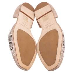 Pre Owned Jimmy Choo Beige Suede Embellished Flats Size 40.5 