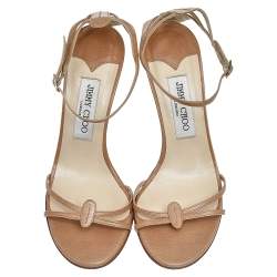 مملوكة مسبقًا Jimmy Choo Beige Leather Ankle Strap Sandals Size 38