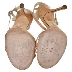 مملوكة مسبقًا Jimmy Choo Beige Leather Ankle Strap Sandals Size 38