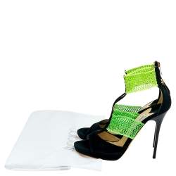Jimmy Choo Black Suede And Stretch Knit Lana Open Toe Platform Sandals Size 38