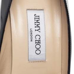 Pre Owned Jimmy Choo Black Patent Leather Double Buckle Toe Pumps Size 41
