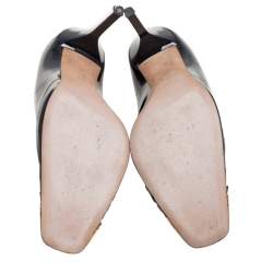 Pre Owned Jimmy Choo Black Patent Leather Double Buckle Toe Pumps Size 41