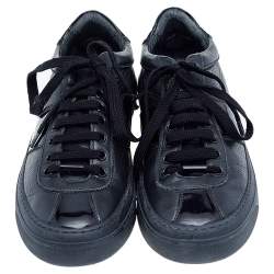 Jimmy Choo Black Patent And Leather Low Top Sneakers Size 39